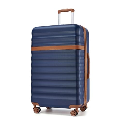 Kono 28 Inch Hardshell Suitcase Large Expandable Travel Luggage(Navy/Brown)