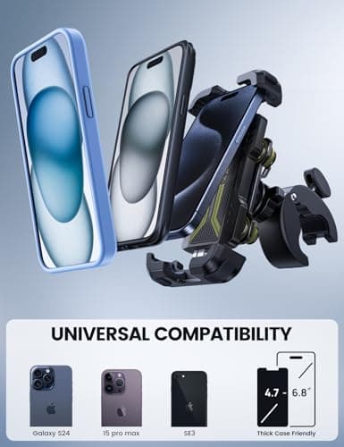 Lamicall Motorbike Phone Holder, [Dual Anti-Shock] Bike Phone Holder Green — view 5