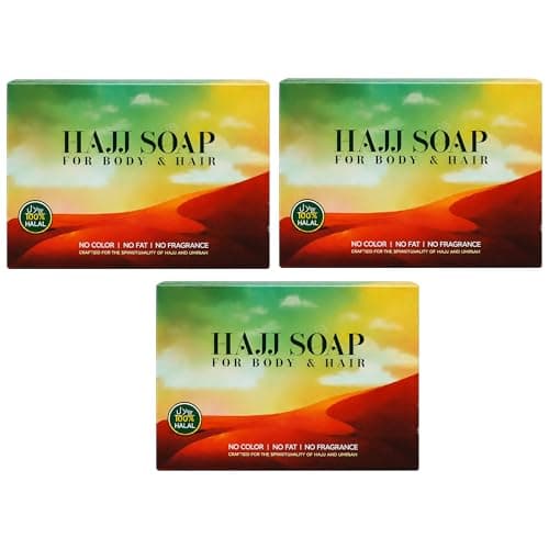 BML 3 x Hajj Soap Halal Fragrance Free Soap Bar for Body and Hair Unscented Ihram Friendly Soap for Hajj and Umrah Travel Gentle Daily Cleansing Bar Suitable for Sensitive Skin
