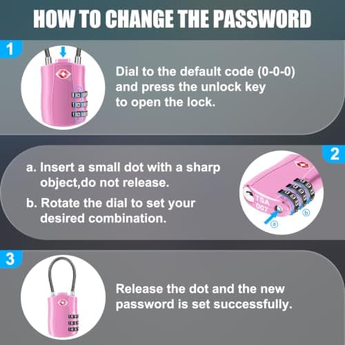 Diyife TSA Approved Luggage Locks with Flexible Steel Cable, Easy to Set up — view 6