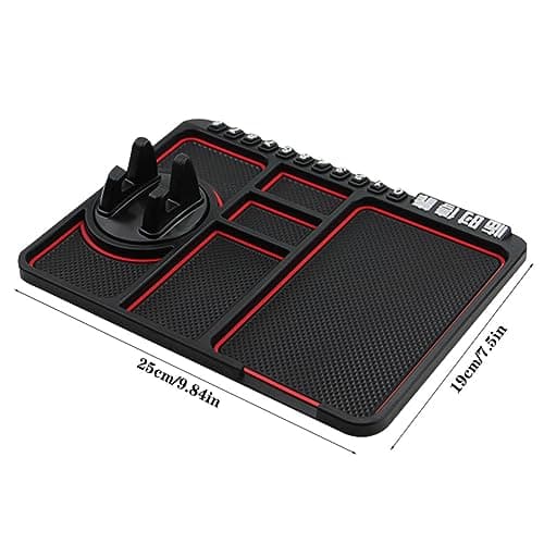 Rcniso Silicone Dashboard Mat, Easy to Install, Strong Grip, Non-Slip Car Phone Holder for Travel (Red) — view 4