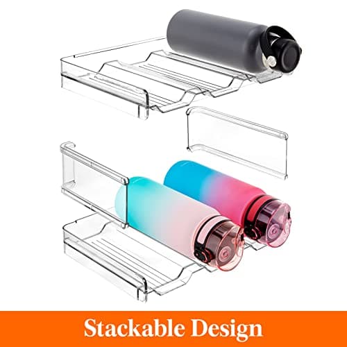 Lifewit 2 Tier Stackable Water Bottle Storage Organiser for Cupboard, Plastic Wine Racks Holds 6 Drinks Bottle up to 3.8" Diameter for Kitchen/Fridge/Cabinet, 28 x 19 x 15 cm/11 x 7.5 x 5.7 inches — view 2