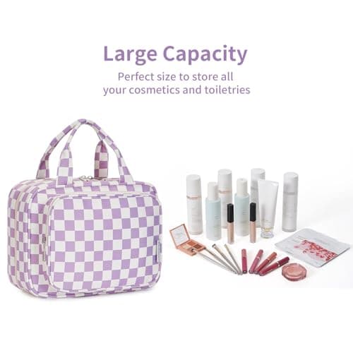 Narwey Checkered Hanging Travel Toiletry Bag for Women Toiletries Wash Bag — view 6