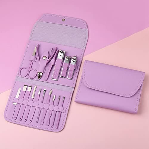 Saluaqui 16pcs Stainless Steel Manicure Pedicure Kit Portable Grooming Set — view 2