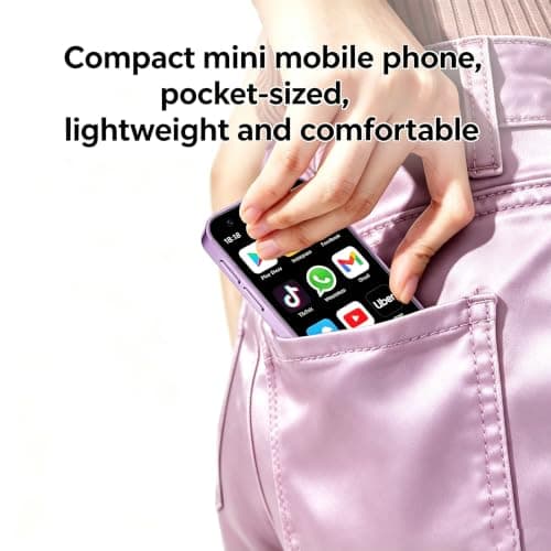 Longben Unlocked Mini Smartphone, 4G Android 10.0, 3.0 Inch Display, Dual SIM, 2MP + 5MP HD Camera, 2000mAh Long-Lasting Battery, Bluetooth/WiFi/facial recognition Phone(Purple 2GB+16GB) — view 5