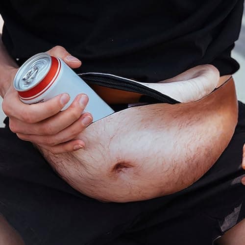 Belly Bag, Belly Novelty Waist Men Funny Dad Bum Bag Adjustable Belt Realistic 3D Print Storage Pouch for Festivals Travel and Joke Novelty — view 4