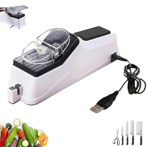 Surudoisharp Pro Electric Knife Sharpener,5 Seconds for Quick Sharpening, Knives Automatic Knives Sharpener, Knife Sharpener with Protective Cover for Kitchen Knives-A
