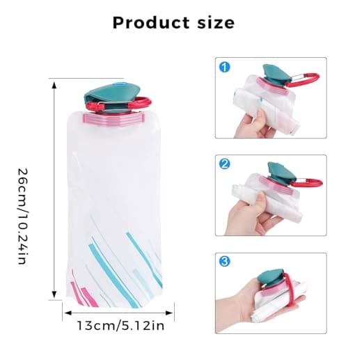 Rnigra Collapsible Water 4pcs 700ml Foldable Bottle, Reusable BPA-Free Collapsible Water Bottle for Outdoor Sports Travel Biking (4 Colors) — view 2