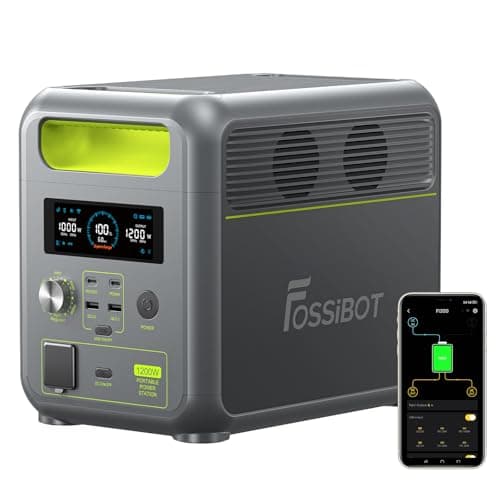 FOSSIBOT F1200 Portable Power Station, Update New energy vehicle grade LiFePO4 Battery Backup 1200W (2400W peak) AC Outlets, 0-100% in 70 Min Solar Generator for Camping, Off-grid, Power Outage