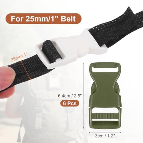 PATIKIL 6 Pcs 1" Quick Side Release Buckle Plastic Buckle Clip Dark Green — view 2