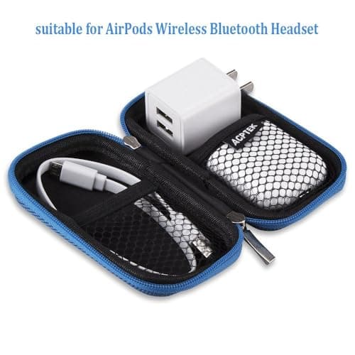 AGPTEK MP3 Player Case,Hard travel case for 1.8 inch MP3 Player ,earphones USB cable memory card U disk-Blue — view 6