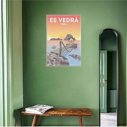 WEYUE Canvas Prints Es Vedra Ibiza Sunset Girl Vintage Travel Poster Decorative Paintings Painting Room Decor Art Mural Unframed 30x45cm — view 5