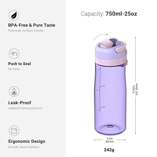 Super Sparrow Water Bottle 750ml - One-Tap TouchGulp Bottle - Non-Toxic BPA Free - Lightweight & Sustainable Tritan Water Bottles for Sports, Travel, Outdoors — view 3