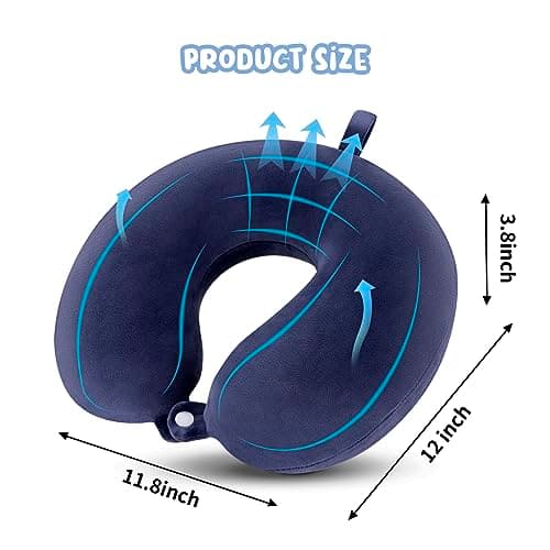 WENGX Travel Pillow Neck Pillow Memory Foam Travel Pillows Head Support Cushion for Airplane Train Car Office Travel Essential Flight Pillows for a Long Hauls Sleeping Rest (Navy Blue) — view 2