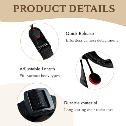 CanQuanSWZX Camera Strap Quick Release Camera Straps with Comfortable Rope Design, Soft Camera Shoulder and Neck Strap for Crossbody Carry, Lightweight Strap for Cameras with Quick Attachment — view 3