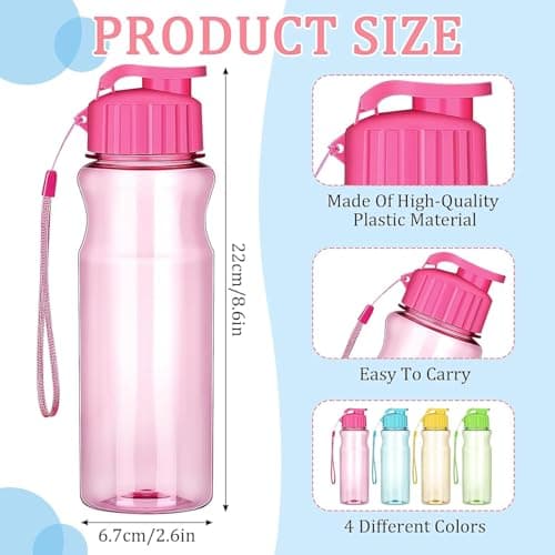 12 Pack Plastic Water Bottles, 500ml Sports Water Bottle Bulk Reusable Lightweight Drinking Bottle with Leakproof Flip Top Lids for Outdoor Sports Travel Classrooms(4 Color) — view 2