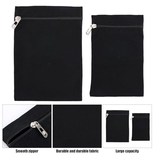 2pcs Sew-in Side Pocket with Zipper, Sew on Hidden Pockets Coat Inside Pockets Security Sewing Drainage Pouch for Travel Clothing Jacket Puffer Robes Hoodie (2 Sizes, Black) — view 4