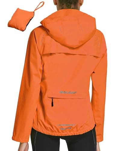 baleaf Waterproof Jackets Women Cycling Jacket Womens Lightweight Outdoor Rain Coats Packable Running Windproof Walking Orange M