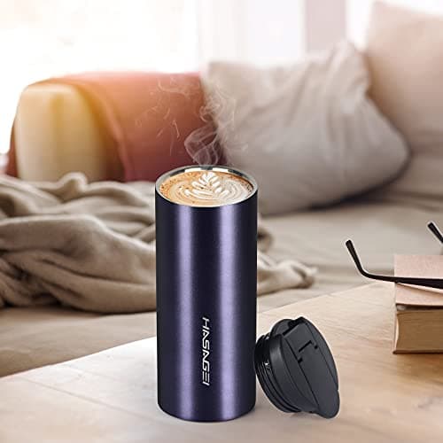 HASAGEI Insulated Travel Mug, Reusable Vacuum Stainless Steel Bottle for Hot and Cold Drinks - Leakproof Lid, 350ML (Nevy Blue) — view 6