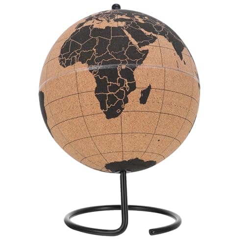 UPKOCH Cork Globe with Stand Desktop World Globe Decor Tabletop World Map Ornament for Office and Home Educational Geography Study Display 7.87 in