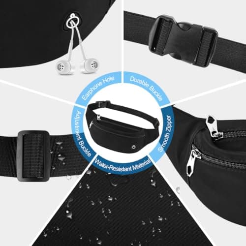 HOTUT Bum Bag for Ladies Women Men, with Headphone Jack & 3 Zipper Pockets — view 5