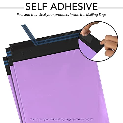 100 Mixed Mailing Poly Postal Self Seal Bags 4 Sizes 25 from Each iSOUL Small to Large Mailing Bags Postage Packaging Assorted Mailers Posting Shipping Post Parcel Package Bags Purple — view 2