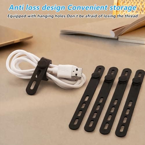 30 Pack Reusable Silicone Cable Ties Clips, Black Organiser — view 5