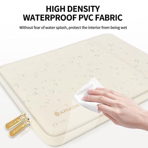 ARVOK Laptop Sleeve Case,Waterproof Notebook Cover for MacBook Air MacBook Pro inch, PVC Computer Carrying Bag with Pocket,Crescent White — view 3