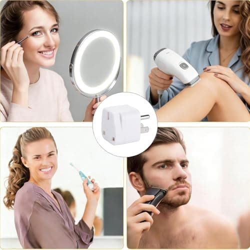 Flomiara 2 Pack UK to US Plug Adaptor, 2 Pack Thailand Travel Adapter, Brushed Surface USA Travel Adapter, Travel Adaptor from UK To USA, Thailand, Mexico, Canada, Colombia, White (Type B) — view 6