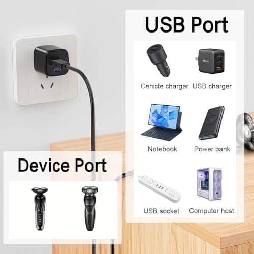 USB Charger Cable Compatible with Xiaomi Electric Shaver – Replacement Razor Charging Cord for Xiaomi Mijia Electric Razor, Durable Shaver Charger Cable for Home, Travel & Daily Use — view 4