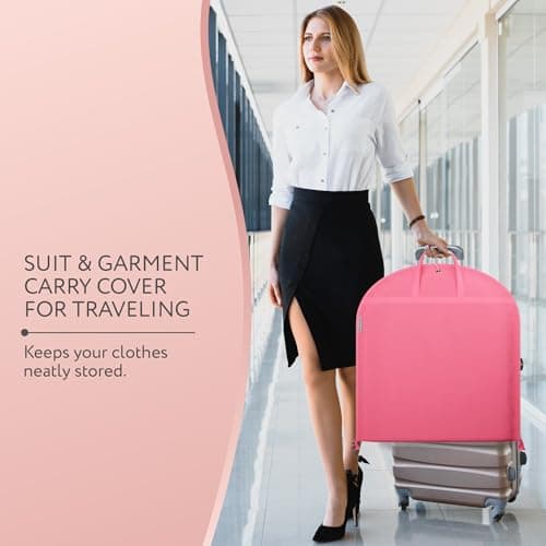 Hangerworld 54 Inch Zipped Pink Suit Dress Cover Travel Carrier Bag with Handles – Full-Length Zip and Secure Closure for On-The-Go — view 6