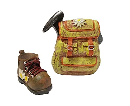 Set of 2 miniature hiking shoes and hiking backpack for table decoration or gift decoration, 4 x 5 cm and 3 x 2 cm