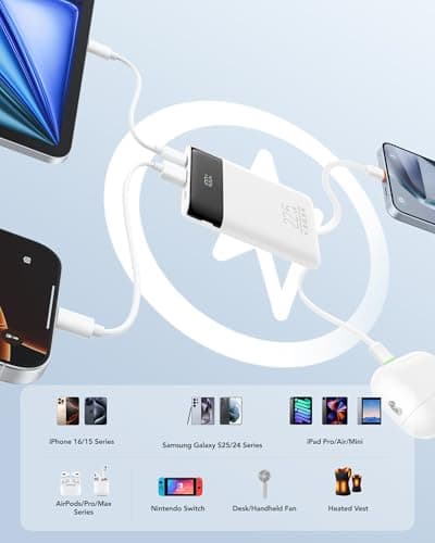 VEGER Power Bank Fast Charging 10000mAh,Portable Charger Built in Cables — view 5