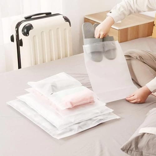 25Pcs Reusable Ziplock Bags,Travel Clothes Storage Bags,5 Multiple Size, Reusable Plastic Frosted Packing Storage Bags for Clothes Shoe, Luggage Organiser Pouche — view 4