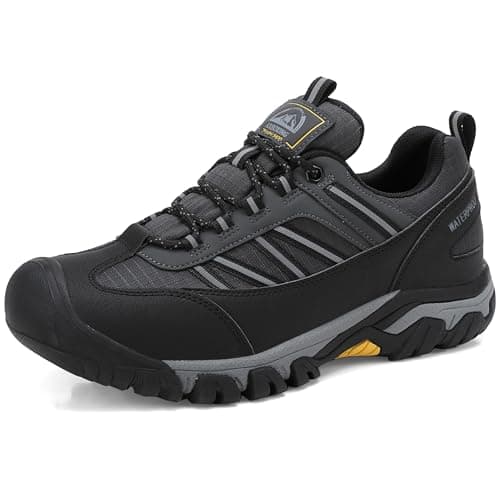 Men's Waterproof Hiking Shoes Low Top Trekking Shoes Anti Slip Breathable Outdoor Trails Camping Walking Grey 9 UK