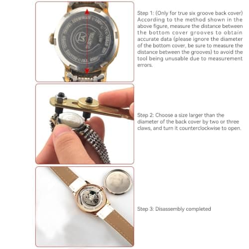 Watch Back Opener - PP Metal 40-50Mm | Watch Back Remover Tool with Adjustable Grip Durable Construction Battery Replacement Repair Kit | Watčh Case Opener for Screw Baćk Timepiece Maintenance — view 5