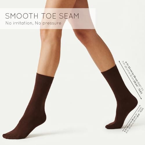Mysocks Finest Cotton Dress Socks for Men Women - Super Soft Breathable Plain Brown Crew Socks for Business Casual Looks Brown 7-11 — view 2