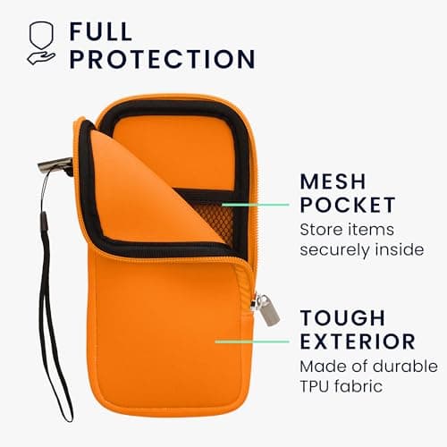 kwmobile Universal Phone Pouch Size XXL - 7" - Neoprene Smartphone Pouch with Zip - Water-Repellent Mobile Phone Case - Sleeve in Neon Orange — view 3