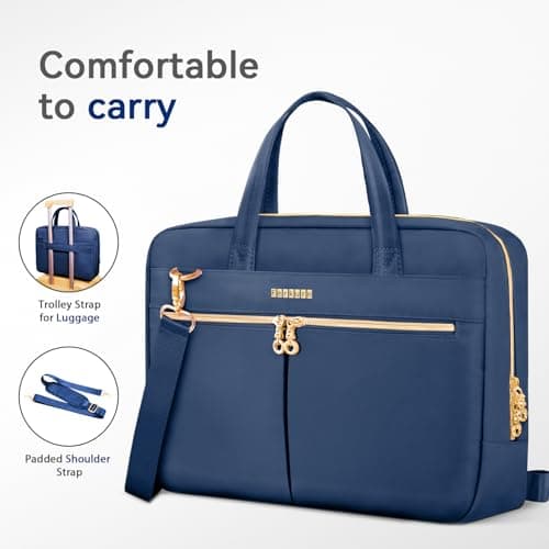 Ferkurn Laptop Bag Case for Women Men Briefcase Messenger Computer Bag with Shoulder Compatible with Macbook Pro/Air, HP Pavilion, XPS, Ideapad, ASUS, Acer, Samsung, Blue, 15 15.6 16 Inch — view 6
