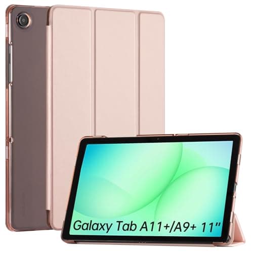 CoBak for Samsung Galaxy Tab A11+ Plus 11 Inch 2025/A9+ Plus 2023 - PU Leather Smart Cover for Tab A11+, Translucent Hard Shell, Multi-Viewing Angles, Rose Gold