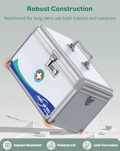 Uniclife Large Medicine Lock Box First Aid Box with Combination Lock, Lockable Medicine Storage Boxs for Medications, 30 x 17.8 x 19 (cm) — view 4