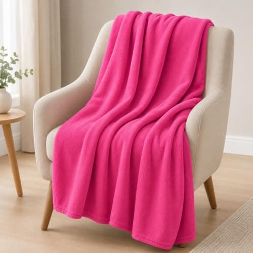 Adore Home Soft Warm Polar Fleece Blanket Large - Cosy Throw for Sofa, Bed, Travel, Car and Camping, 120x150cm, Pink — view 2