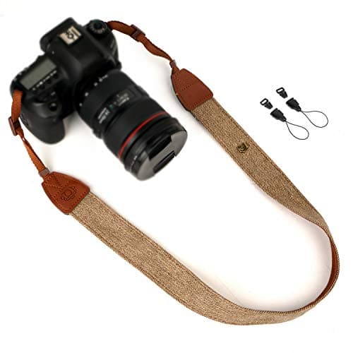 WANBY Camera Strap Weave Brown Canvas Neck Shoulder Straps