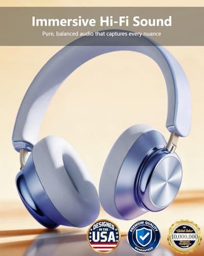 Wentronic Y03 Bluetooth Headphones Wireless Active Noise Cancelling Over Ear Headphones 48 Hours Playtime 6 EQ Music Mode High Sound Quality Headphones with Soft Ear Cushion - Blue — view 2