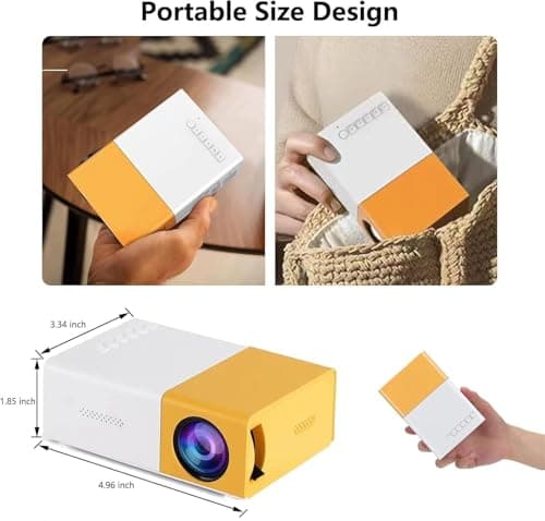 Mini Projector 1080P with 4K Support, Portable Video Projector for Phone, Mini Projectors for Bedroom Compatible with HDMI/AV/TV Stick/iOS/Android/USB (Yellow) — view 6
