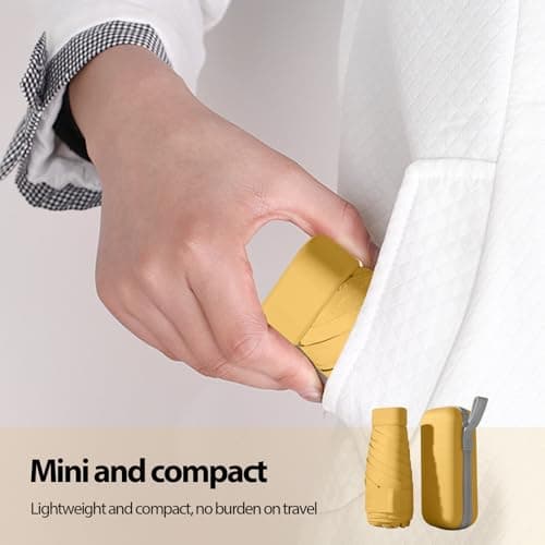 Sykerout Compact Travel Umbrella - Lightweight, Windproof, UV Protection, with Capsule Case, Perfect for Women's Handbags (yellow) — view 4