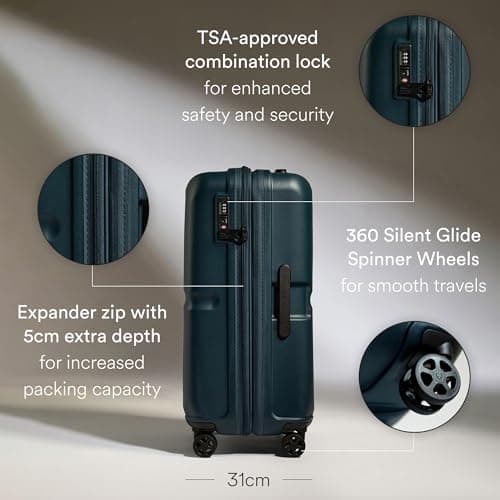 ANTLER - Single Stripe Hard Shell Medium Suitcase - Durable, Lightweight & Expandable, 4 Spinner Wheels - Adjustable Handle, TSA Lock, 68cm - Indigo — view 3