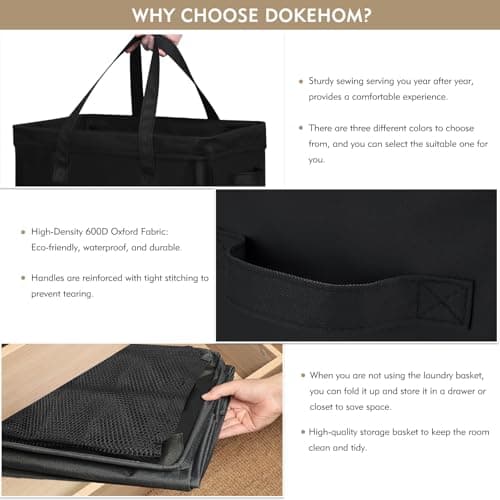 DOKEHOM 90L X-Large Rolling Laundry Basket Hamper on Wheels, Black — view 4