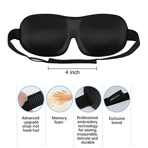 Sleep Mask Invisible Alar Deep Orbit 3D Eye Mask Ultra Lightweight & Comfortable Sleeping Mask Eye Sleep Mask for Travel, Nap, Shift Works (Black&Blue&Stars, 3 Count（Pack of 1) — view 4