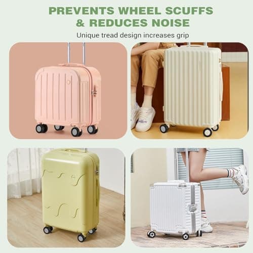 Wanmu 8 Pcs Luggage Wheels Covers, Anti-Noise Silicone Wheel Protective Covers for 2-2.4'' Spinner Wheel, Wear-Resistant Travel Carry On Luggage Suitcases Wheels Protector (Black) — view 6